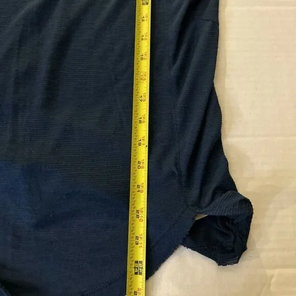 Free People Top blue pullover burnout shirt size Small navy blue semi sheer - Picture 6 of 7